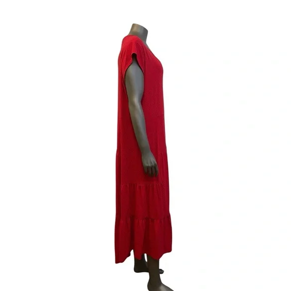 Tommy Hilfiger Dress Women’s XXL Red Polka Dot Tiered Midi Stretch - Picture 3 of 11